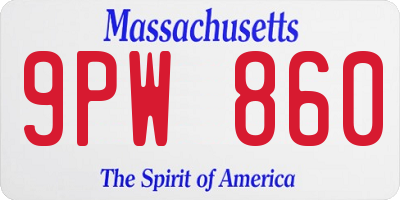 MA license plate 9PW860