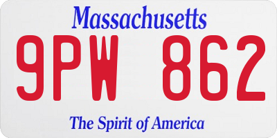 MA license plate 9PW862