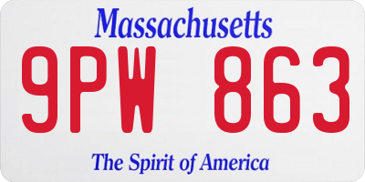 MA license plate 9PW863