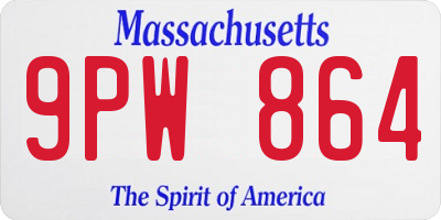 MA license plate 9PW864