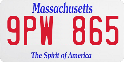 MA license plate 9PW865