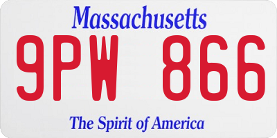 MA license plate 9PW866