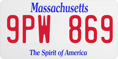 MA license plate 9PW869