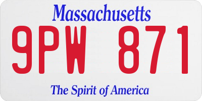 MA license plate 9PW871