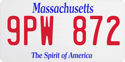 MA license plate 9PW872