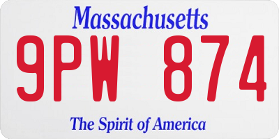 MA license plate 9PW874