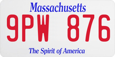 MA license plate 9PW876
