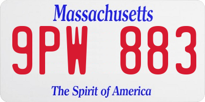 MA license plate 9PW883