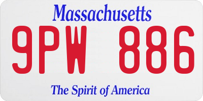 MA license plate 9PW886