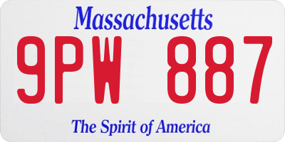 MA license plate 9PW887
