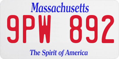 MA license plate 9PW892