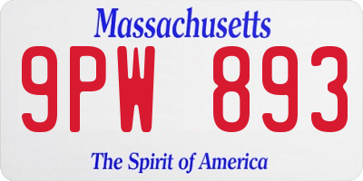 MA license plate 9PW893