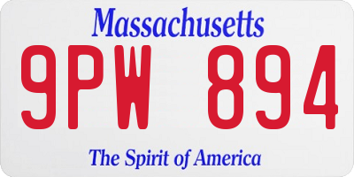 MA license plate 9PW894