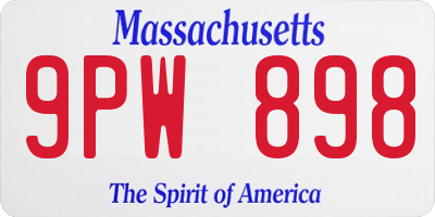 MA license plate 9PW898