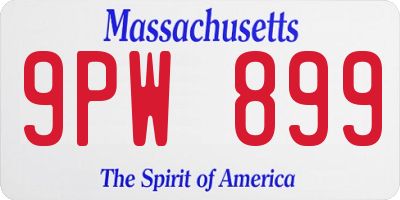 MA license plate 9PW899