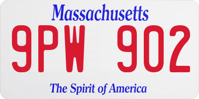 MA license plate 9PW902