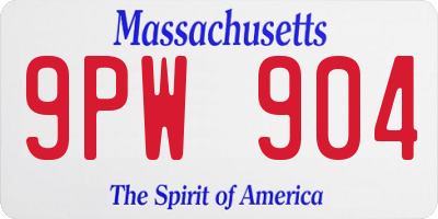 MA license plate 9PW904