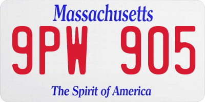 MA license plate 9PW905