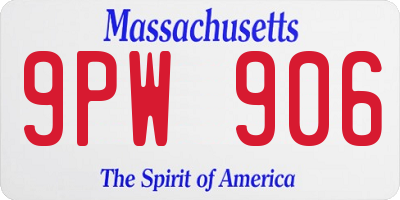 MA license plate 9PW906