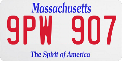 MA license plate 9PW907