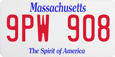 MA license plate 9PW908