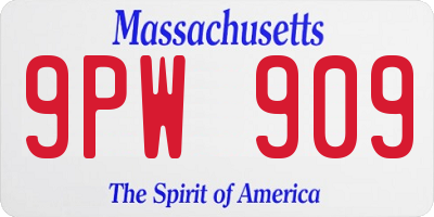 MA license plate 9PW909