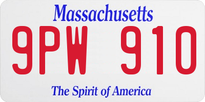 MA license plate 9PW910