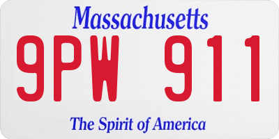 MA license plate 9PW911