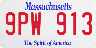 MA license plate 9PW913