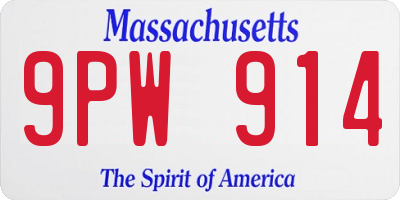 MA license plate 9PW914