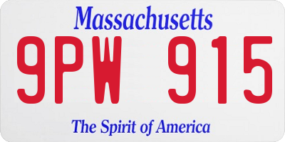MA license plate 9PW915