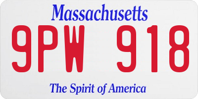 MA license plate 9PW918