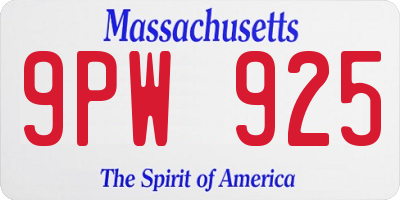 MA license plate 9PW925