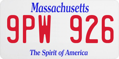 MA license plate 9PW926