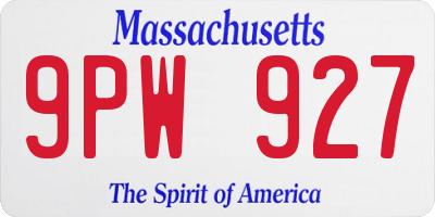 MA license plate 9PW927