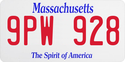 MA license plate 9PW928
