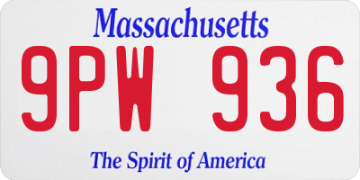 MA license plate 9PW936