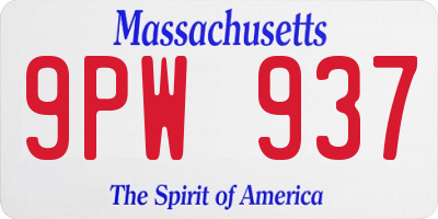 MA license plate 9PW937