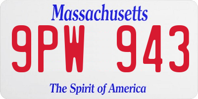 MA license plate 9PW943