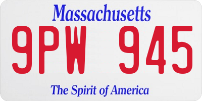 MA license plate 9PW945
