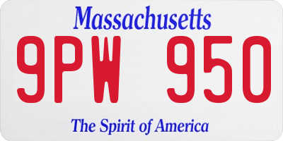 MA license plate 9PW950