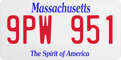 MA license plate 9PW951
