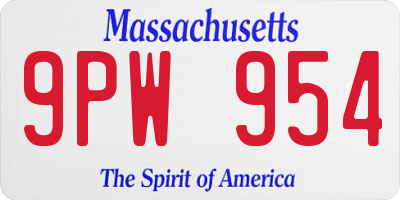 MA license plate 9PW954
