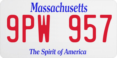 MA license plate 9PW957