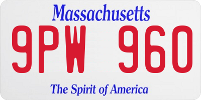 MA license plate 9PW960