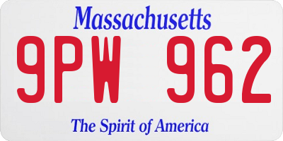 MA license plate 9PW962