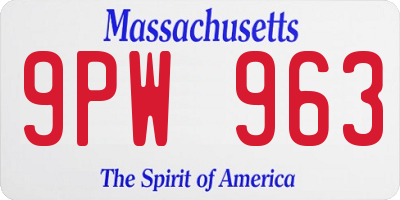 MA license plate 9PW963