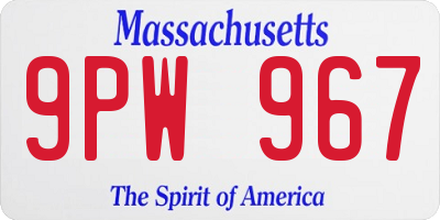 MA license plate 9PW967