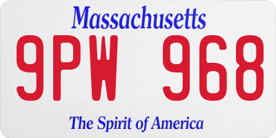 MA license plate 9PW968