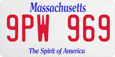 MA license plate 9PW969